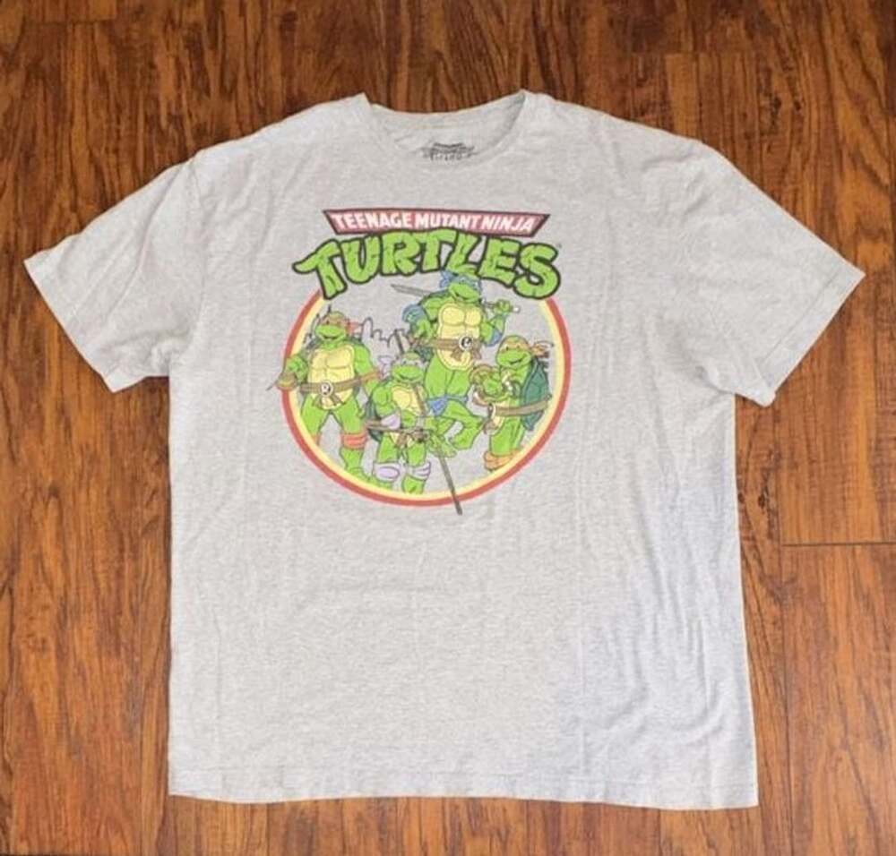 Teenage Mutant Ninja Turtles Graphic T-Shirt Size L Gray TMNT